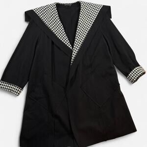 Spanner Cardigan Womens Medium Black White Wool Blend